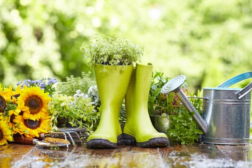 Well-maintained garden decking with safety features